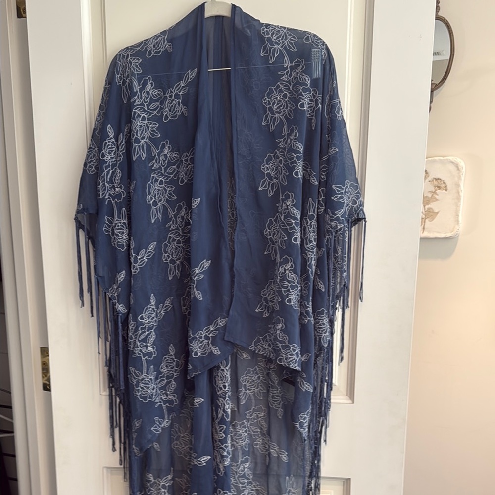 BCBGeneration Blue Floral Wrap/ swim cover